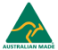 Australian Made Logo. Green triangle with a yellow kangaroo.